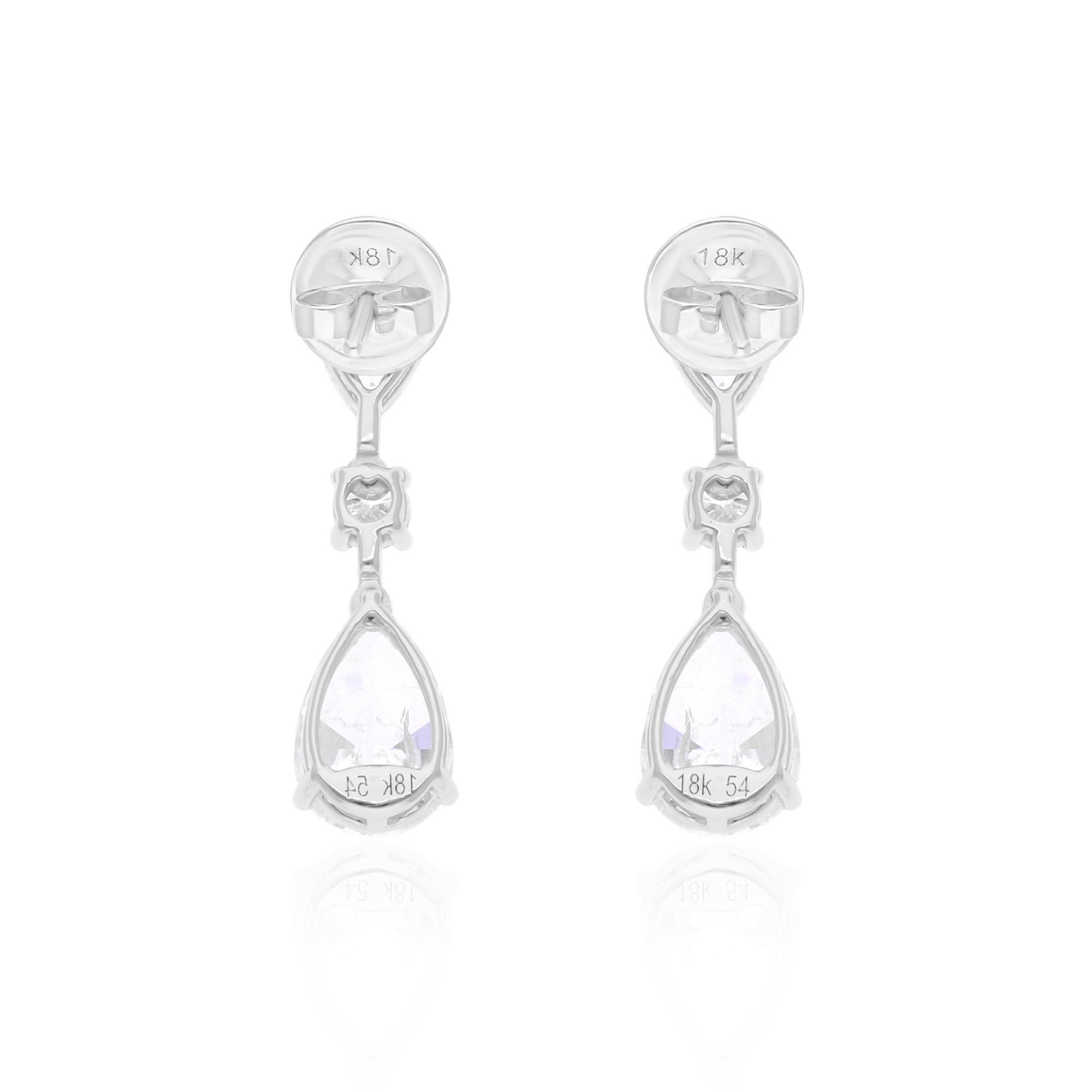 Modern Real 6.17 Carat SI Clarity HI Color Diamond Dangle Earrings 18 Karat White Gold For Sale