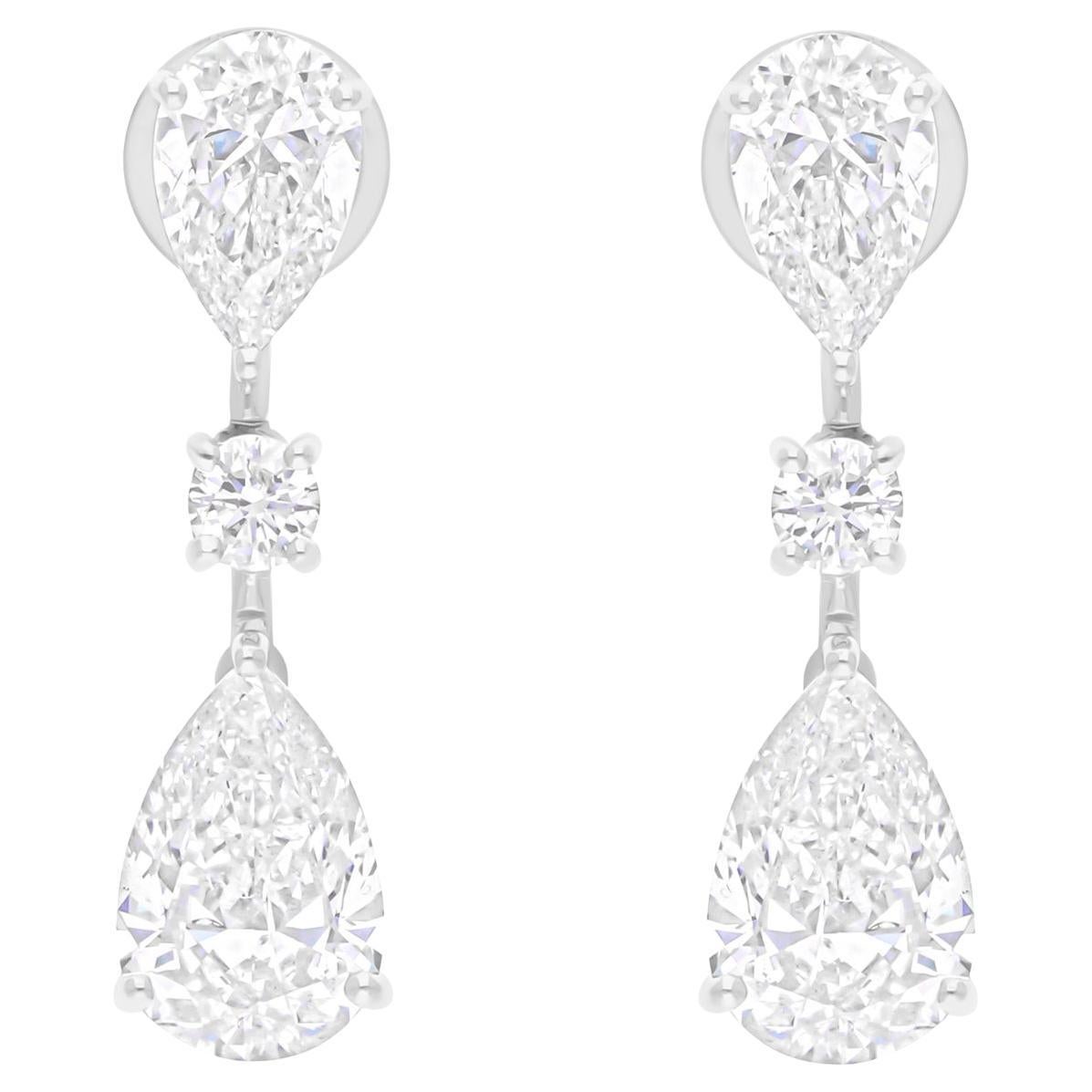 Orecchini pendenti con diamanti reali da 6,17 carati SI Clarity HI Color Oro bianco 18 carati