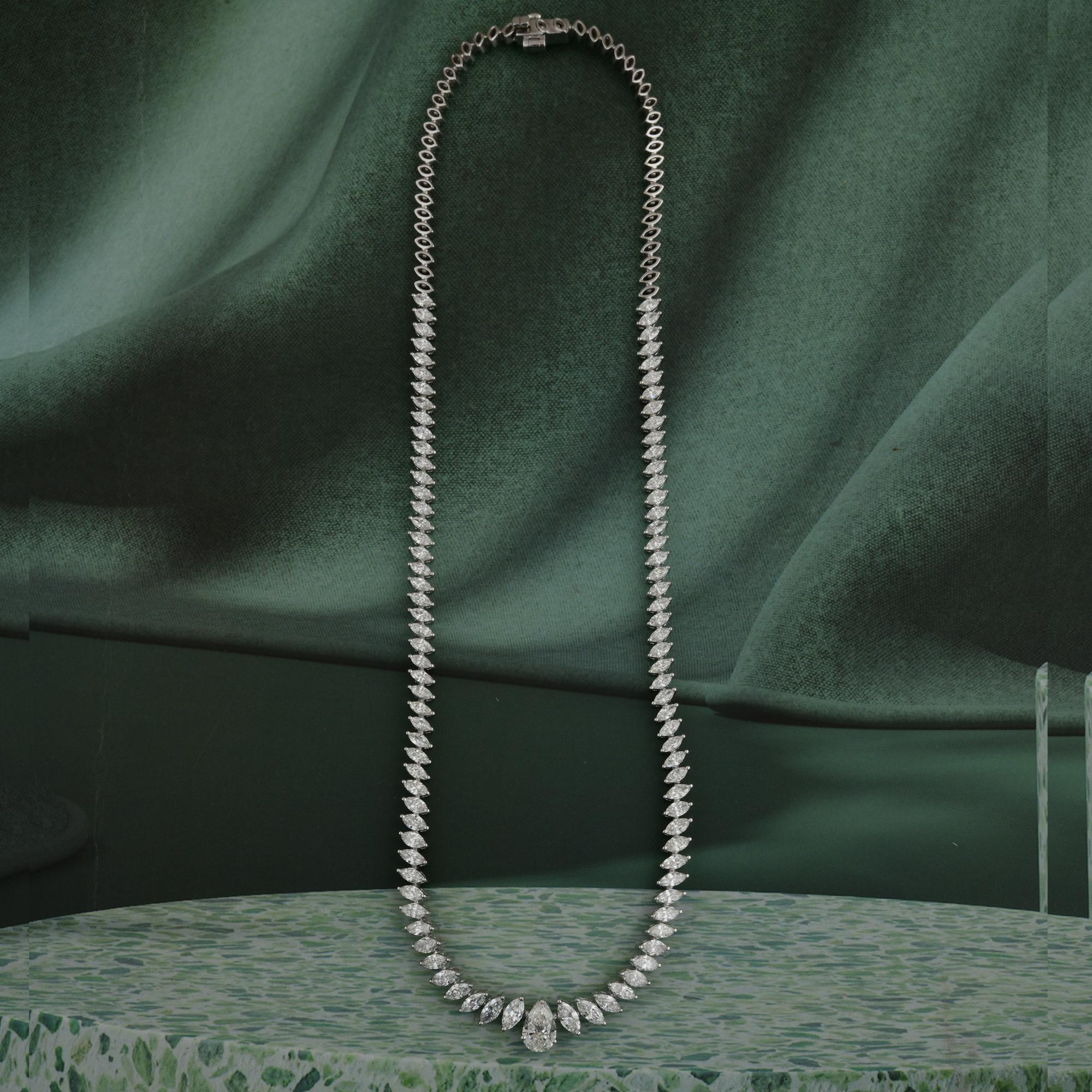 Modern Real 6.18 Carat SI/H Pear Marquise Diamond Choker Necklace 18 Karat White Gold For Sale