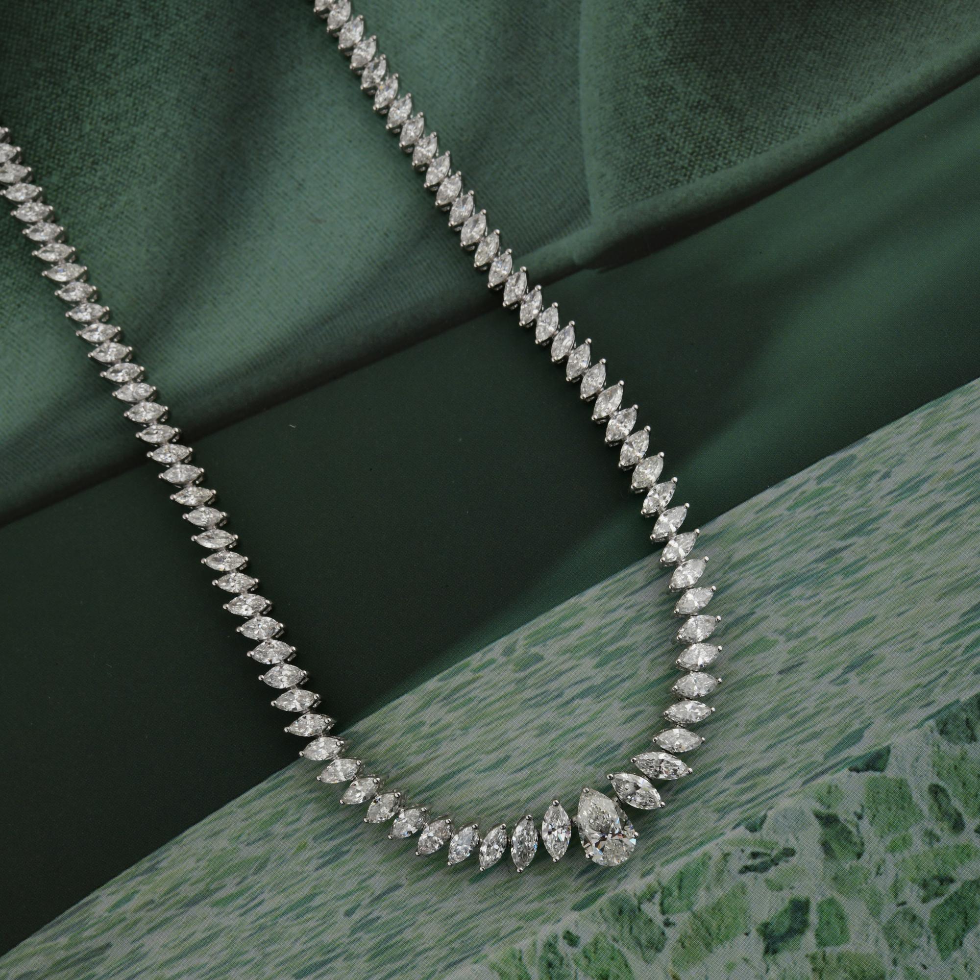 Collana girocollo con diamanti reali da 6,18 carati SI/H Pear Marquise in oro bianco 18 carati In condizioni Nuovo in vendita a Diera, Dubai