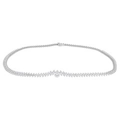Collier ras du cou en or blanc 18 carats avec diamants taille poire marquise de 6,18 carats SI/H