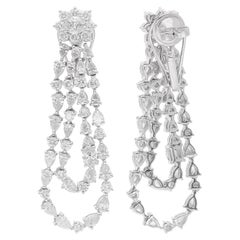 Real 6.25 Carat Round 
Pear Diamond Dangle Earrings 14 Karat White Gold Jewelry