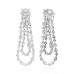 Orecchini pendenti con diamanti tondi e peri da 6,25 carati reali in oro bianco 18 carati