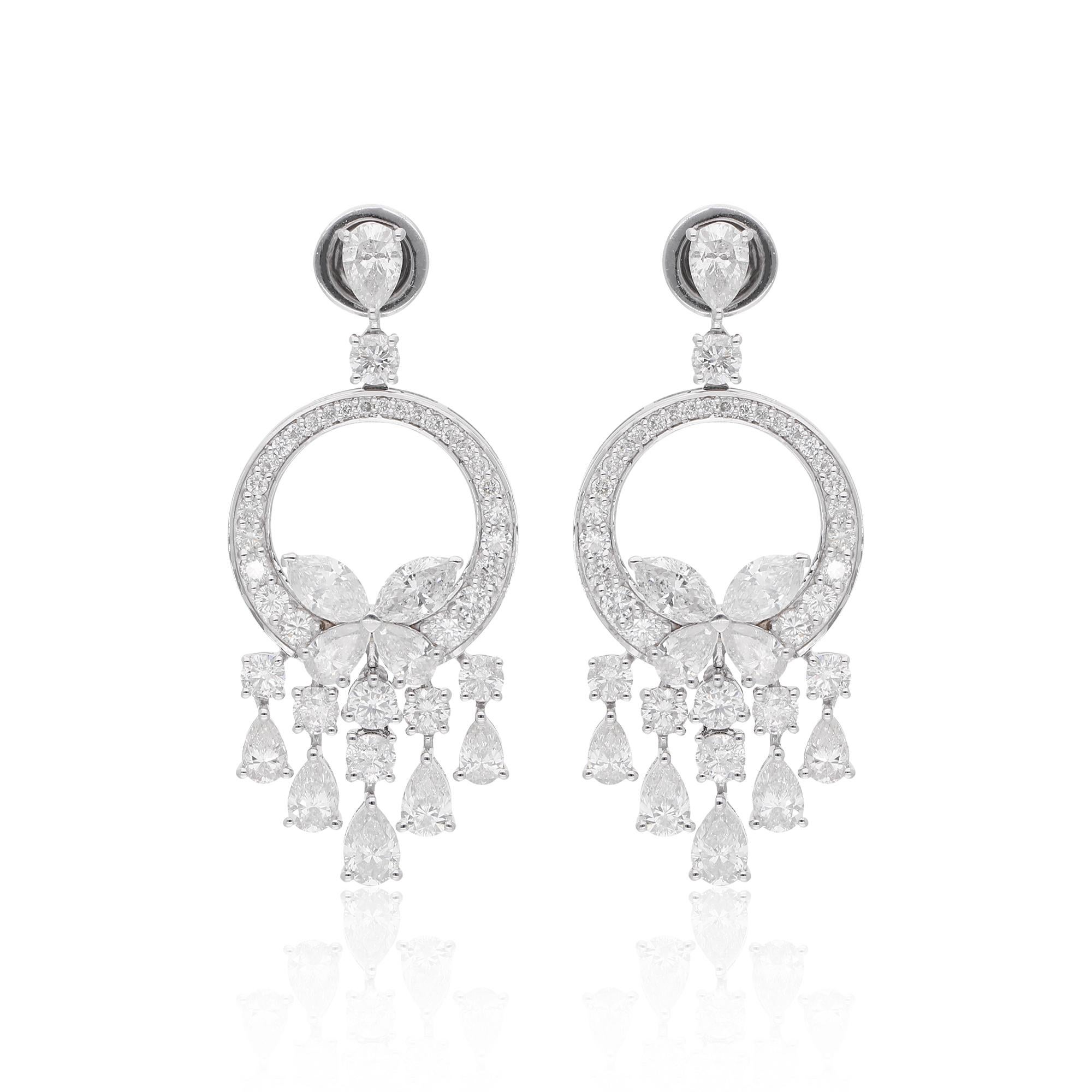 Echte 6,31 Karat SI/H Birne Marquise Rund Diamant Ohrringe 18k Weißgold (Tropfenschliff) im Angebot