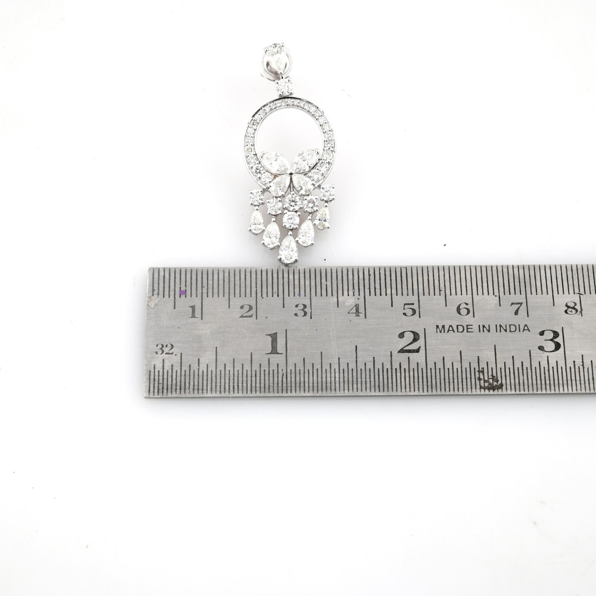 Echte 6,31 Karat SI/H Birne Marquise Rund Diamant Ohrringe 18k Weißgold Damen im Angebot