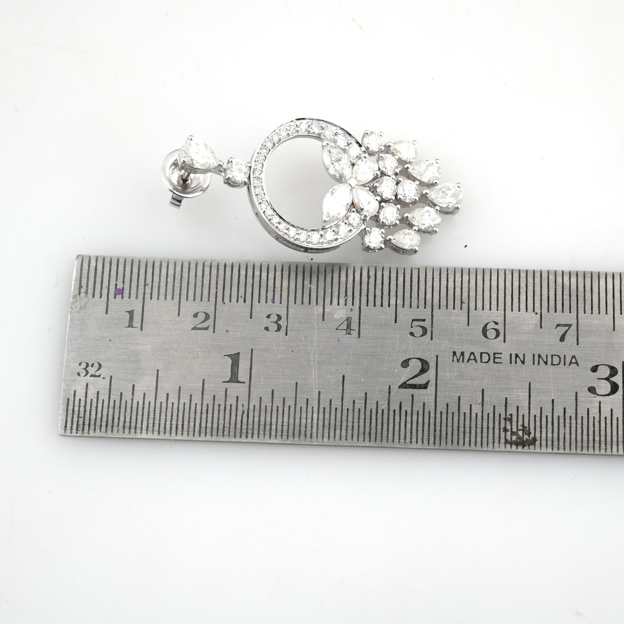 Echte 6,31 Karat SI/H Birne Marquise Rund Diamant Ohrringe 18k Weißgold im Angebot 1