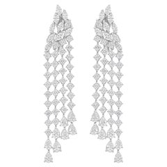 Pendientes de candelabro de diamantes redondos pera SI/H de 6,37 quilates reales Oro blanco de 18 quilates