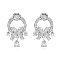 Real 6,43 Karat SI Reinheit HI Farbe Diamant-Ohrringe 18 Karat Weißgold Ohrhänger