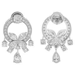 Pendientes colgantes de diamantes auténticos de 6,43 quilates, claridad SI y color HI, oro blanco de 18 quilates