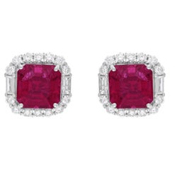 Boucles d'oreilles en or blanc 18 carats avec tourmaline rose de 6,48 carats et diamants de 1,1 carat SI/H
