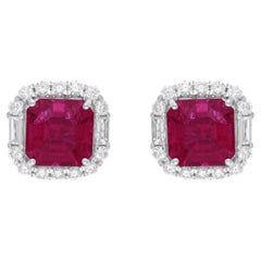 Boucles d'oreilles en or blanc 18 carats avec tourmaline rose de 6,48 carats et diamants de 1,1 carat SI/H