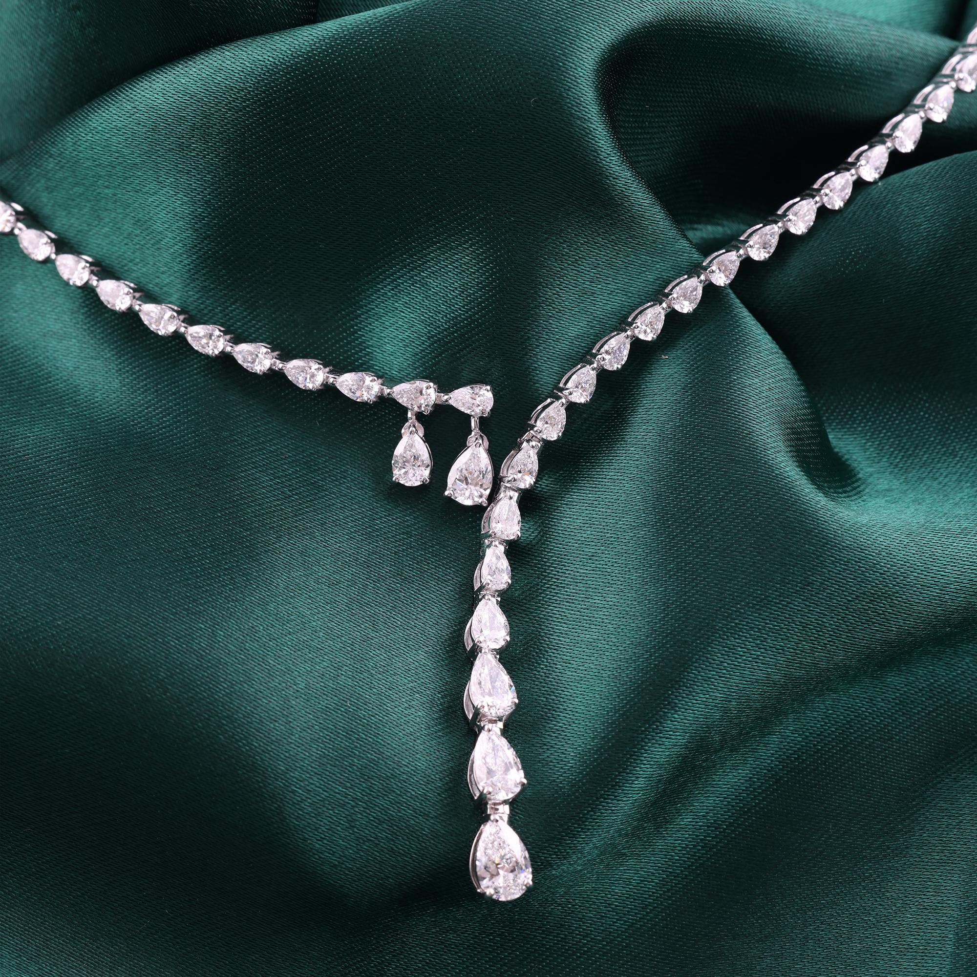 Auténtico collar gargantilla de diamantes de 6,76 quilates, claridad SI y color HI, oro blanco de 14 quilates Moderno en venta