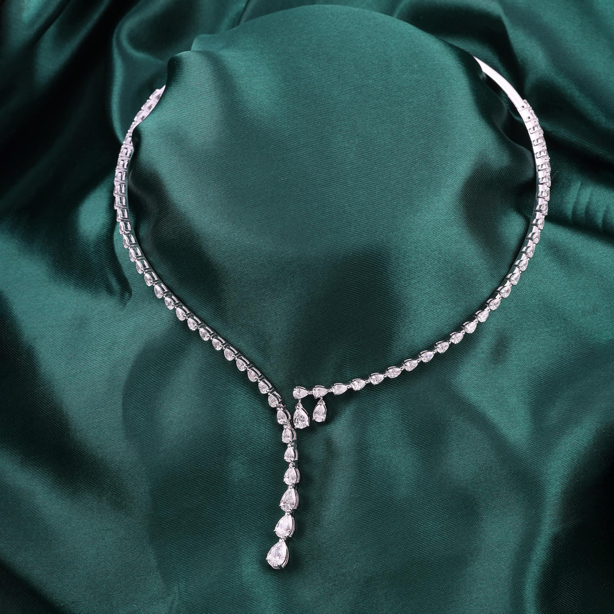 De las mujeres Auténtico collar gargantilla de diamantes de 6,76 quilates, claridad SI y color HI, oro blanco de 14 quilates en venta