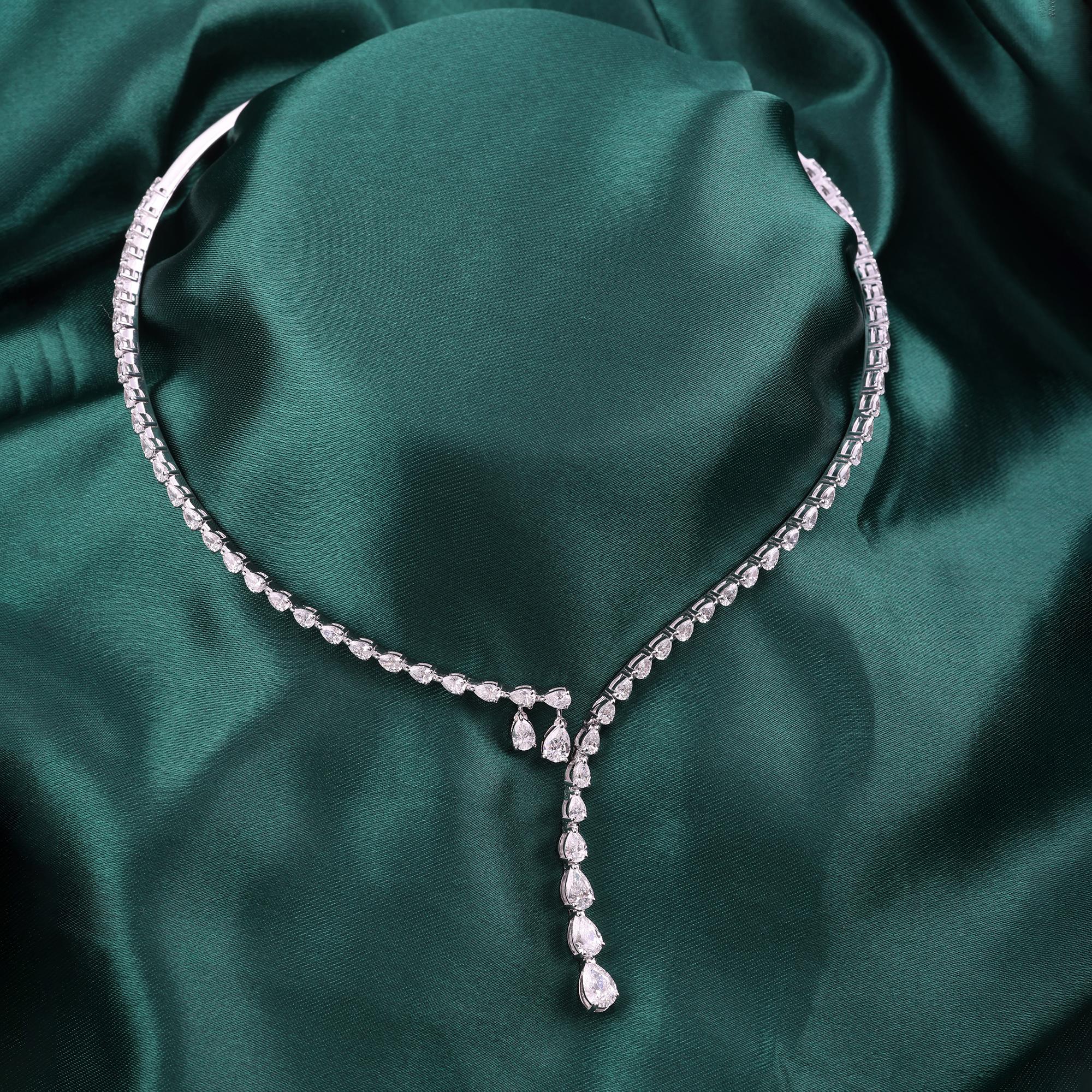 Collar gargantilla de diamantes reales de 6,76 quilates, claridad SI y color HI, oro blanco de 18 quilates Moderno en venta