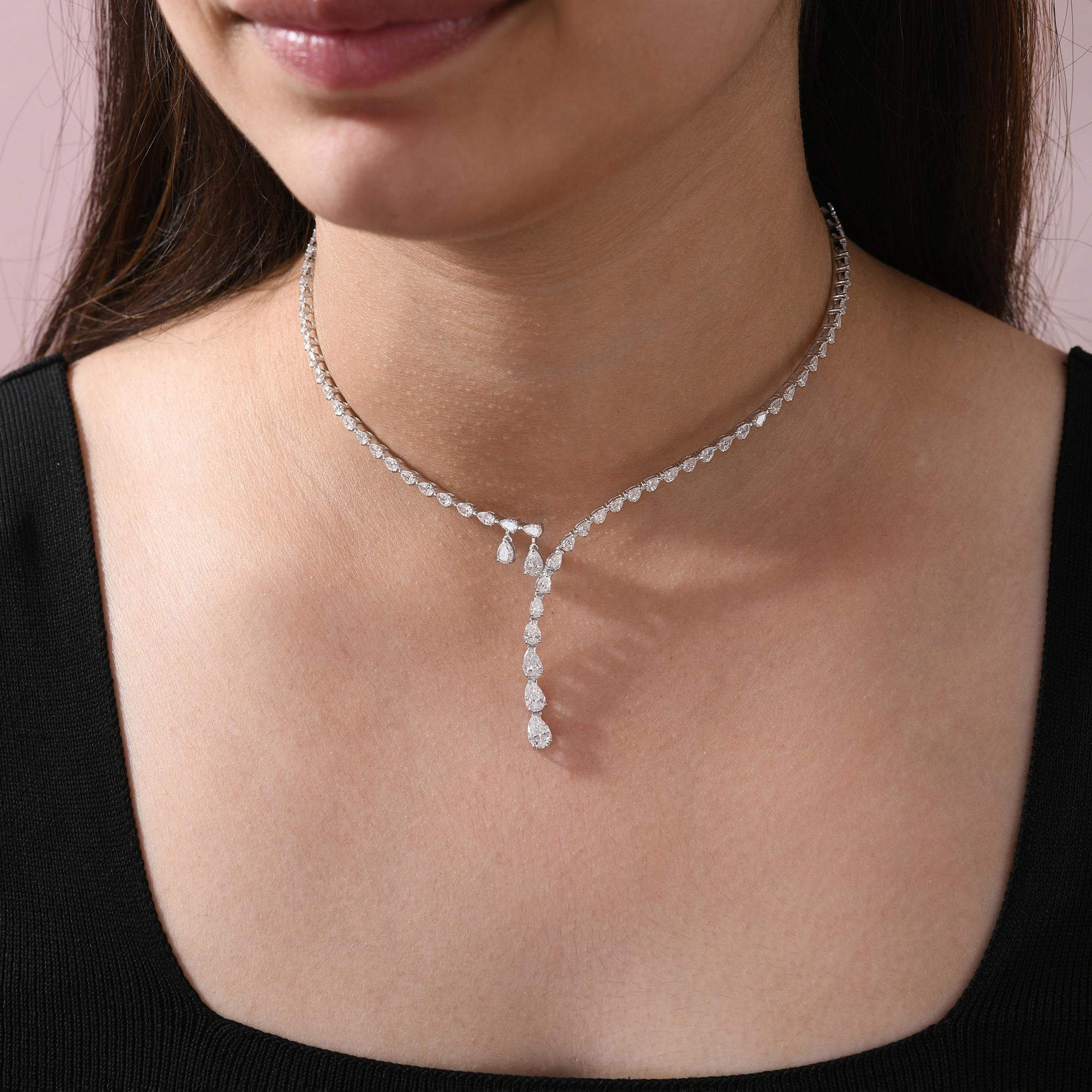 Collar gargantilla de diamantes reales de 6,76 quilates, claridad SI y color HI, oro blanco de 18 quilates en Nuevo estado para la venta en Diera, AE