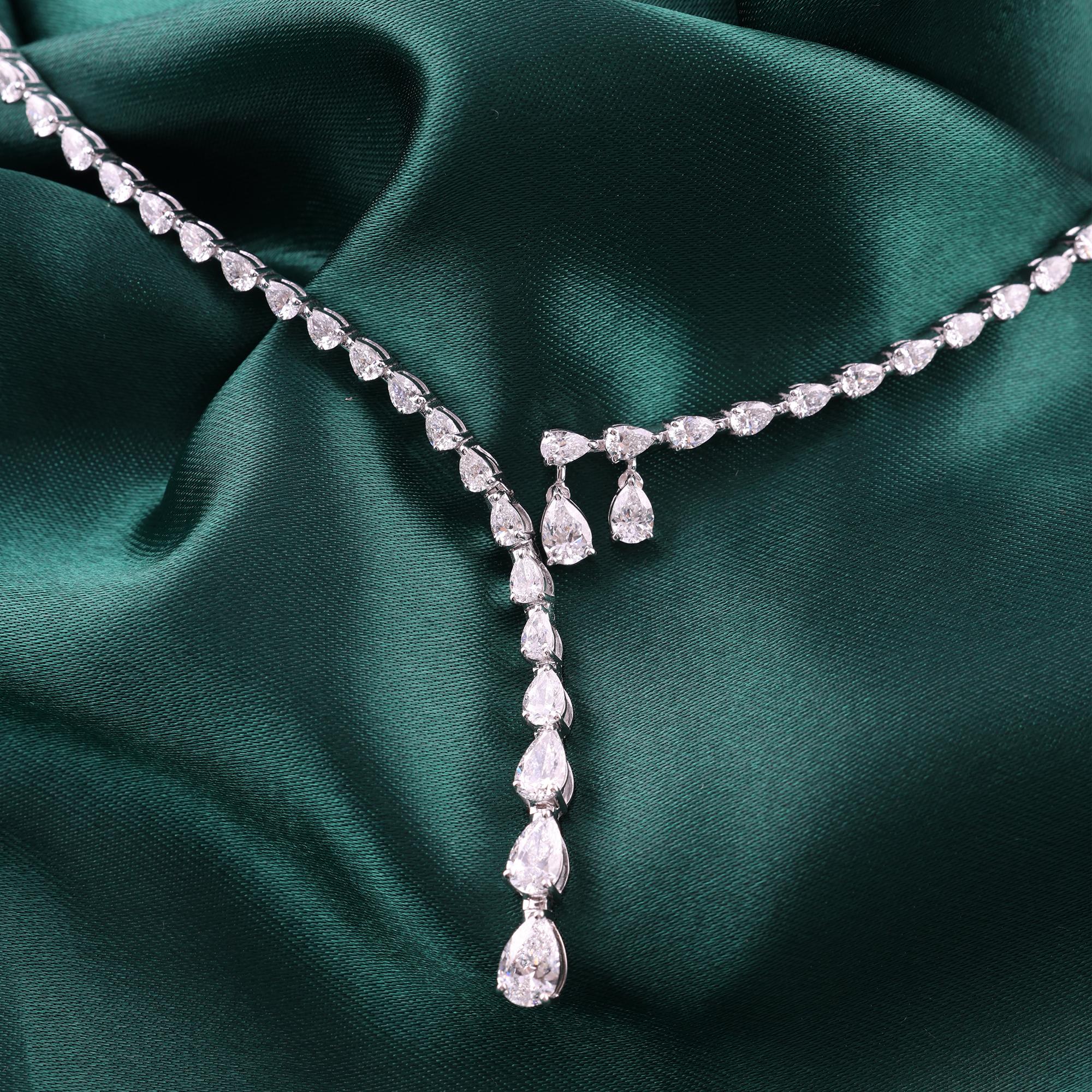 Collar gargantilla de diamantes reales de 6,76 quilates, claridad SI y color HI, oro blanco de 18 quilates en venta 2