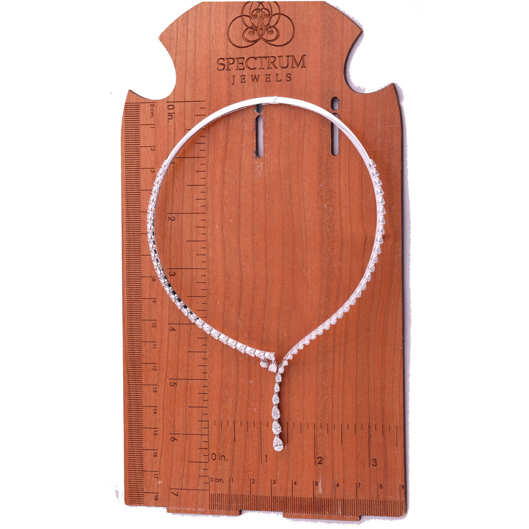 Collar gargantilla de diamantes reales de 6,76 quilates, claridad SI y color HI, oro blanco de 18 quilates en venta 3