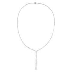 Véritable 6.84 Carat Diamond Shape Lariat Necklace 14 Karat White Gold Jewelry