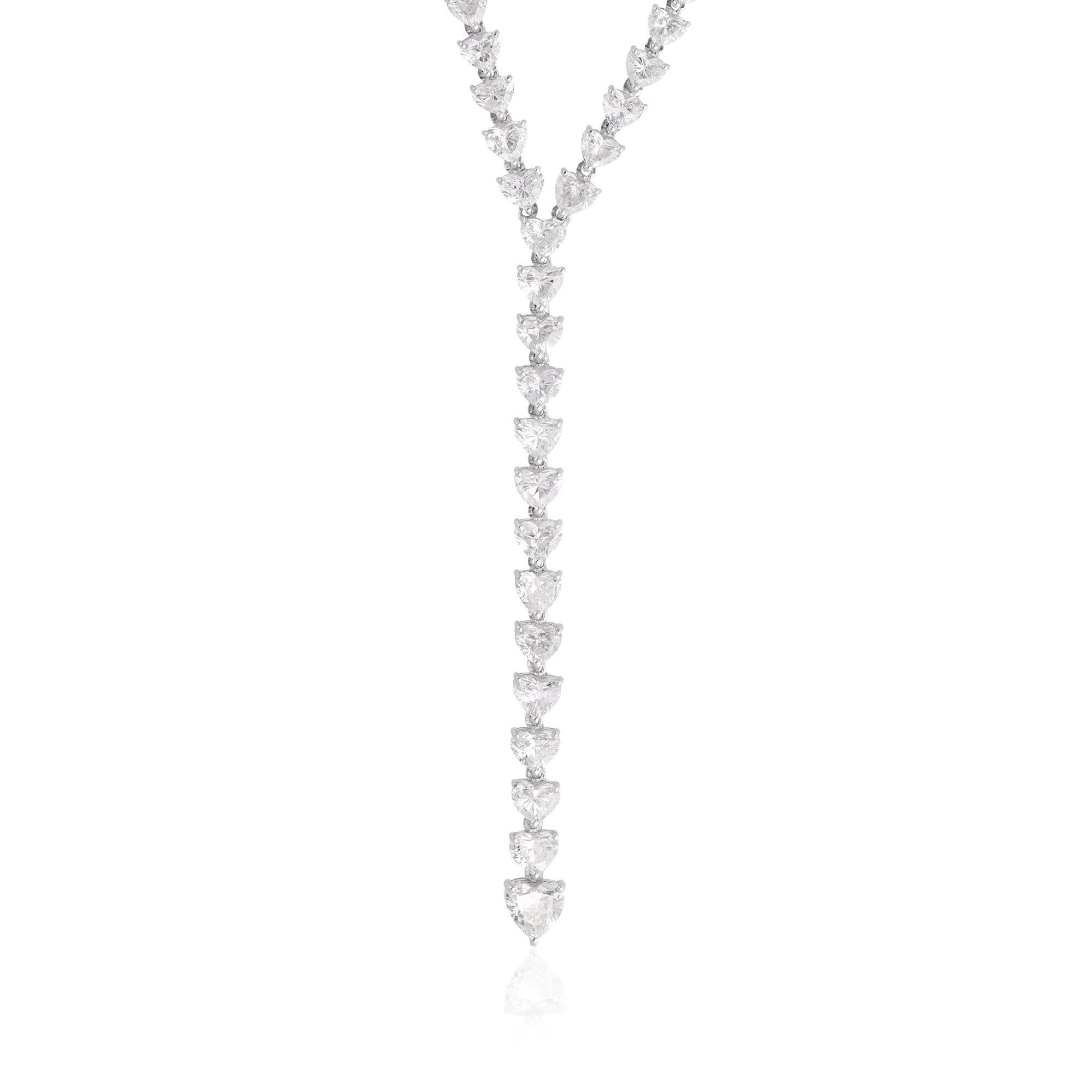 Betreten Sie das Reich des Luxus und der Romantik mit dieser atemberaubenden Real 6.84 Carat Heart Shape Diamond Lariat Necklace, die in 18 Karat Weißgold gefertigt ist. Dieses Schmuckstück ist ein Zeugnis von Liebe, Eleganz und zeitloser Schönheit,