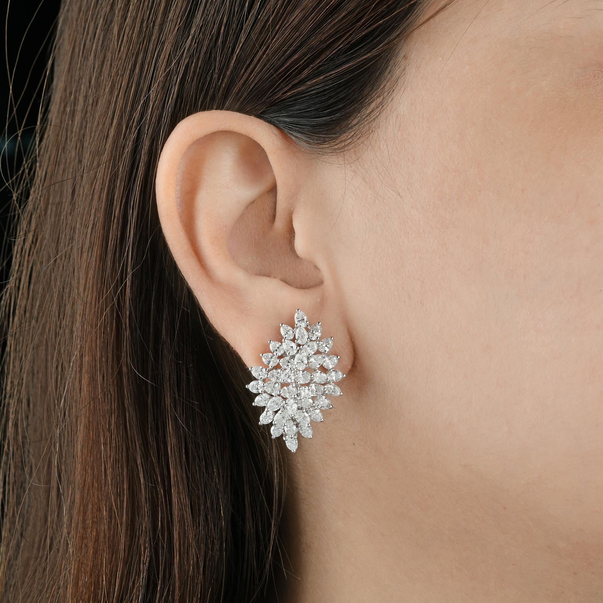 Pendientes de diamantes en forma de pera de 7 quilates reales de oro blanco de 18 quilates con claridad SI y color HI Moderno en venta