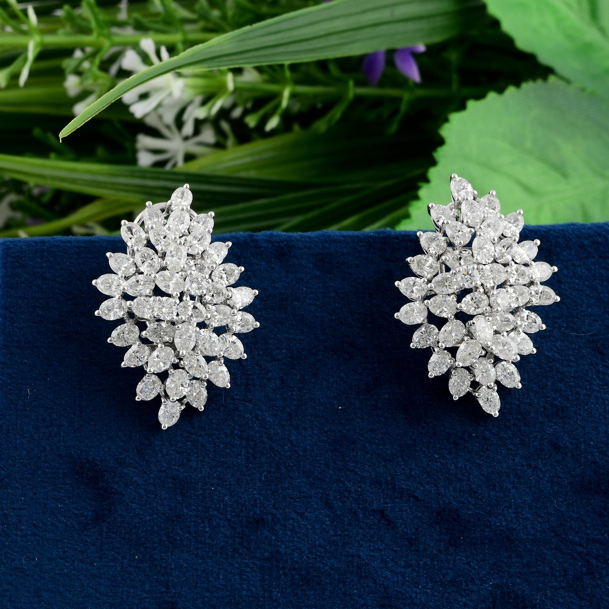 Pendientes de diamantes en forma de pera de 7 quilates reales de oro blanco de 18 quilates con claridad SI y color HI Corte pera en venta