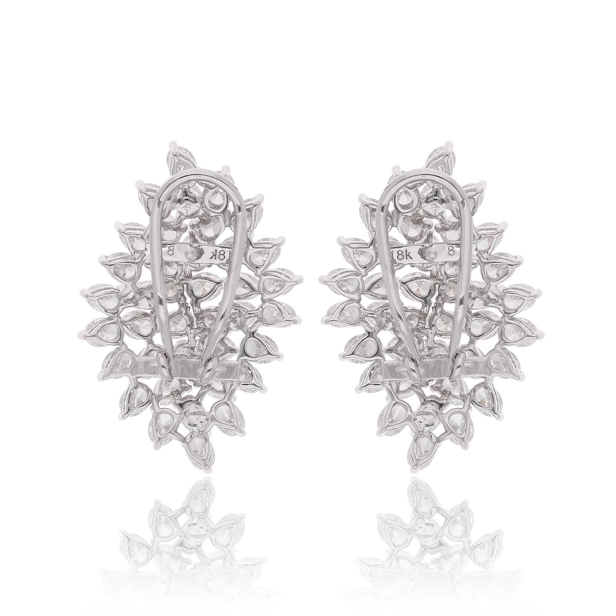 De las mujeres Pendientes de diamantes en forma de pera de 7 quilates reales de oro blanco de 18 quilates con claridad SI y color HI en venta