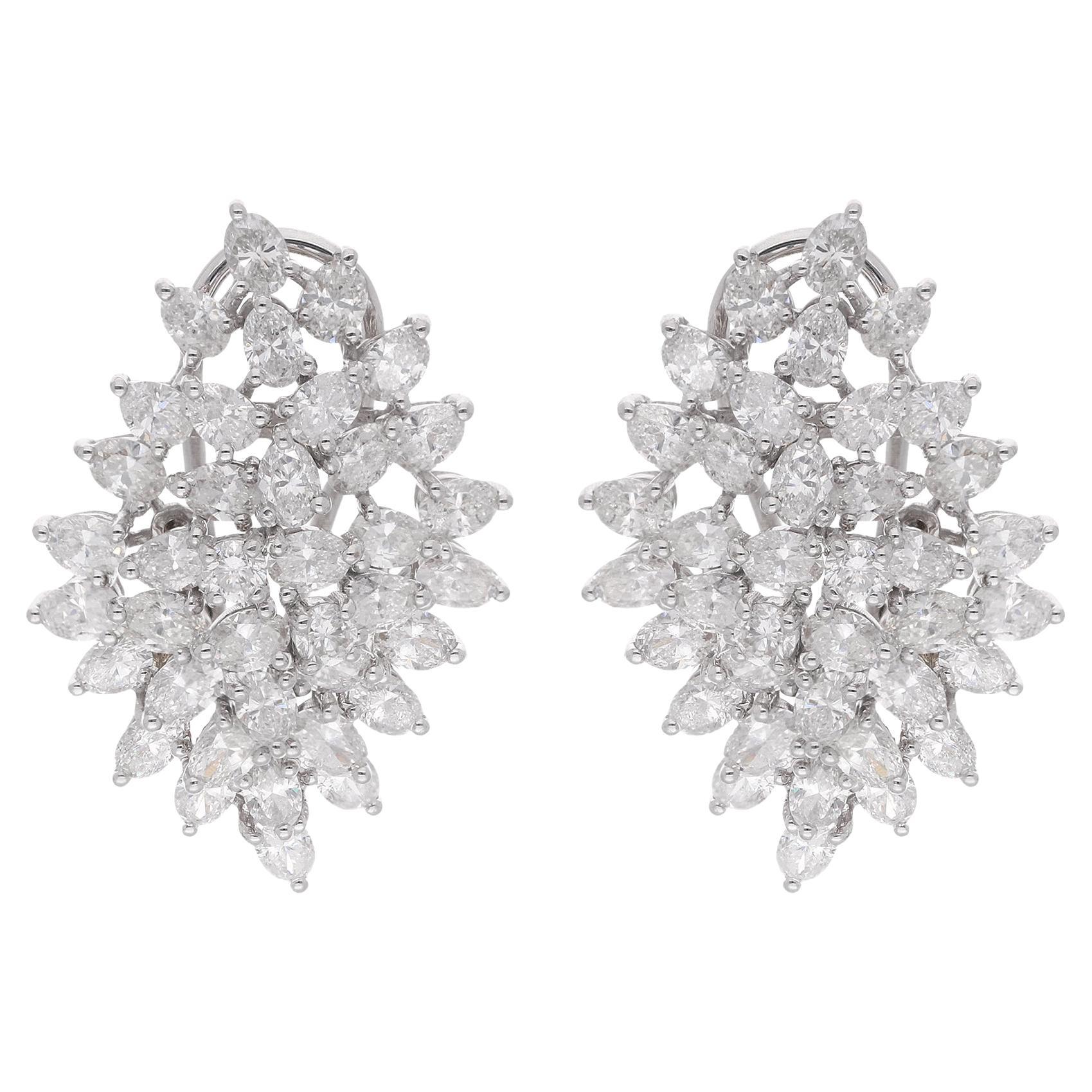 Boucles d'oreilles en diamant véritable de 7 carats en forme de poire en or blanc 18 carats, pureté SI, couleur HI