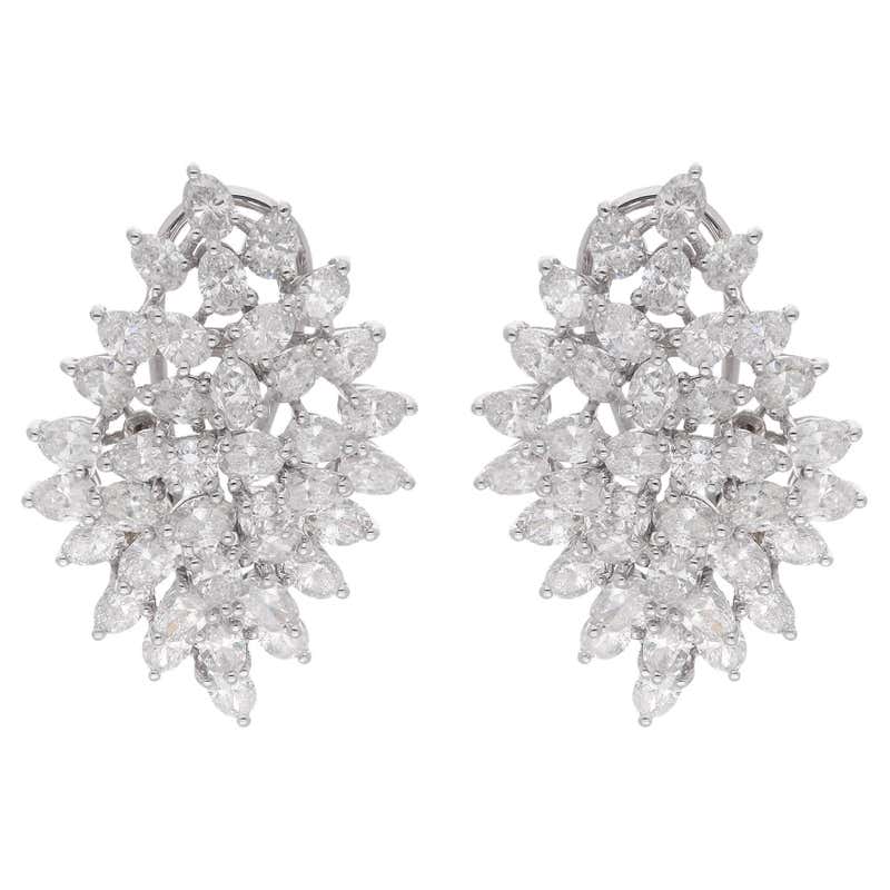 7 Carat SI Clarity HI Color Pear Diamond Chandelier Earrings 18 Karat ...