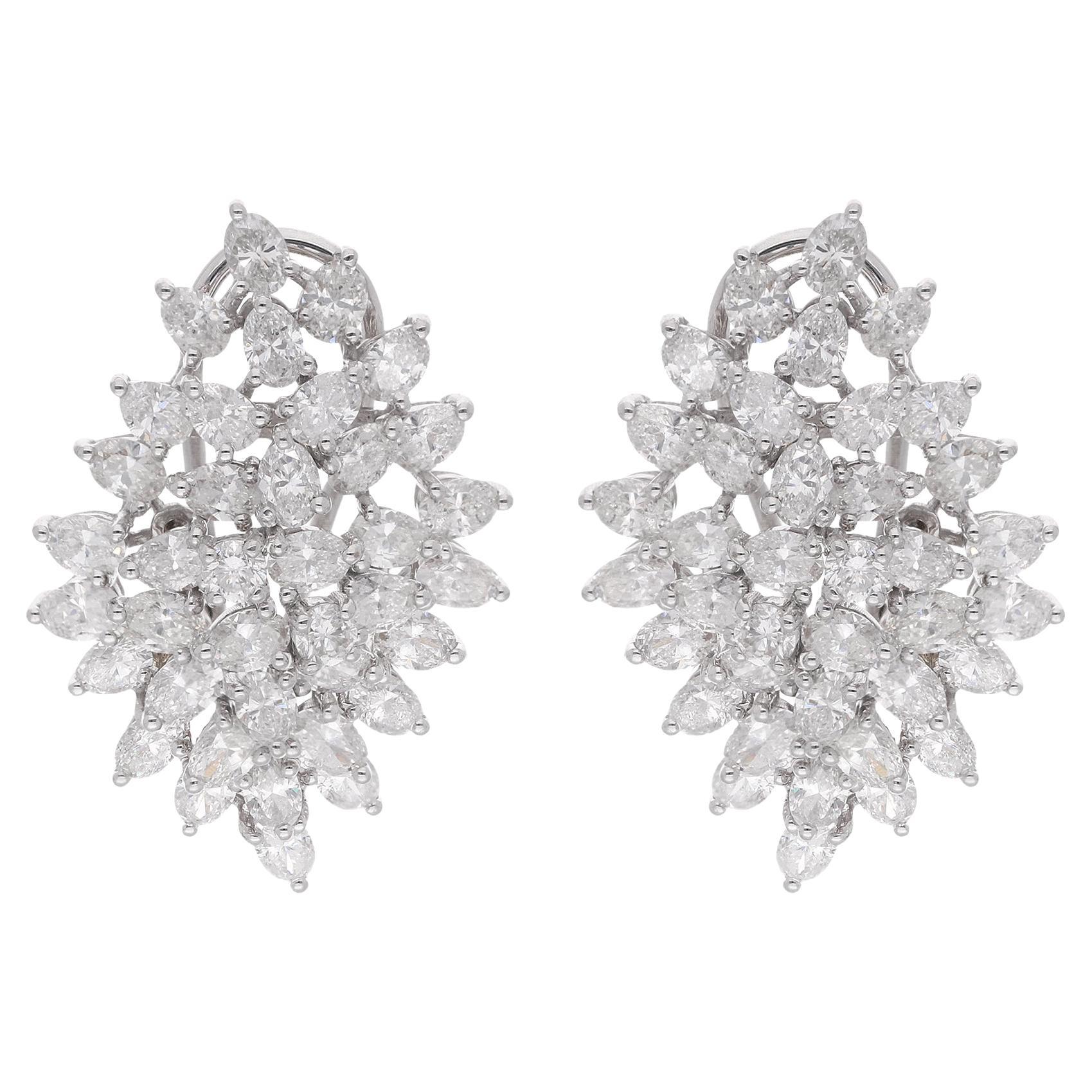 Real 7 Carat SI Clarity HI Color Pear Shape Diamond Earrings 18 Karat White Gold