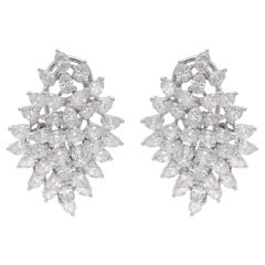 Real 7 Carat SI Clarity HI Color Pear Shape Diamond Earrings 18 Karat White Gold