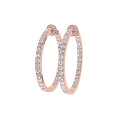 Real 7 Carat SI/H Round Brilliant Cut Diamond Hoop Earrings 18 karat Rose Gold