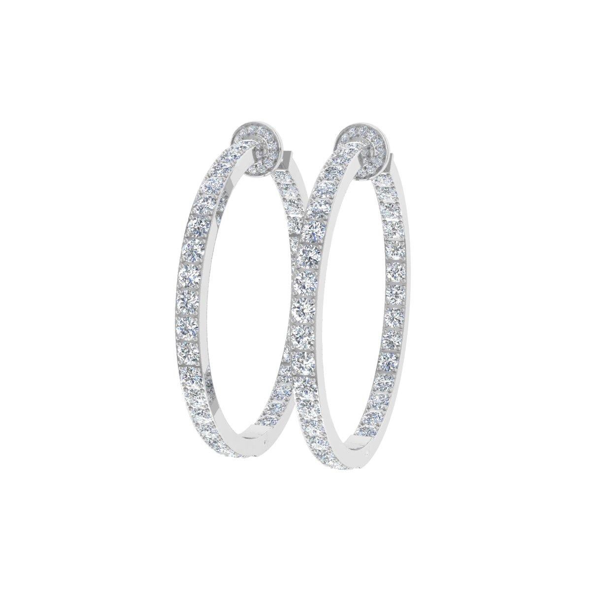 Moderne Boucles d'oreilles en or blanc 18 carats avec diamants ronds et brillants de 7 carats SI/H en vente