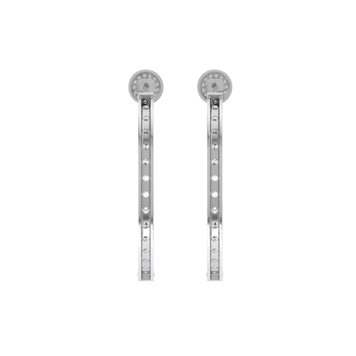 Taille ronde Boucles d'oreilles en or blanc 18 carats avec diamants ronds et brillants de 7 carats SI/H en vente
