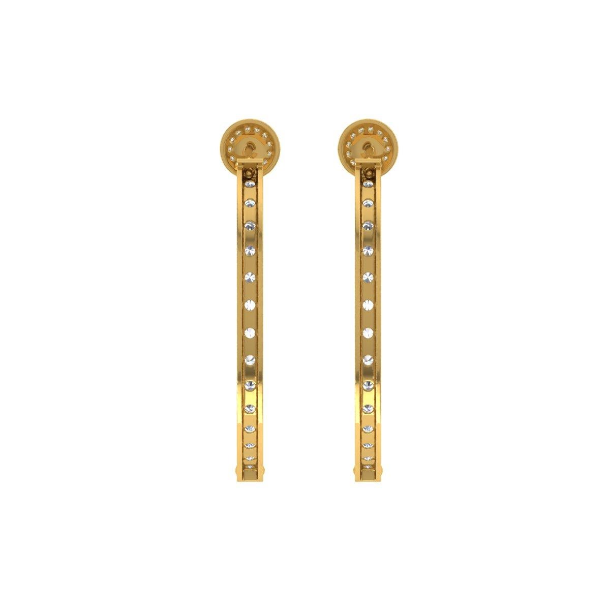 Modern Real 7 Carat SI/H Round Brilliant Cut Diamond Hoop Earrings 18 karat Yellow Gold For Sale
