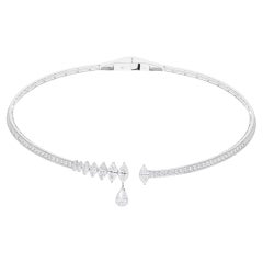 Real 7.11 Carat SI Clarity HI Color Diamond Choker Necklace 14 Karat White Gold