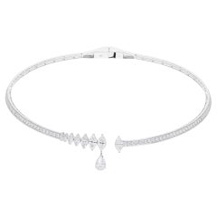 Real 7,11 Karat SI Reinheit HI Farbe Diamant Choker Halskette 18 Karat Weißgold