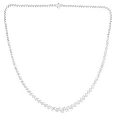 Collar de diamantes pera graduados SI/H de 7,13 quilates reales Joyas de oro blanco de 18 quilates