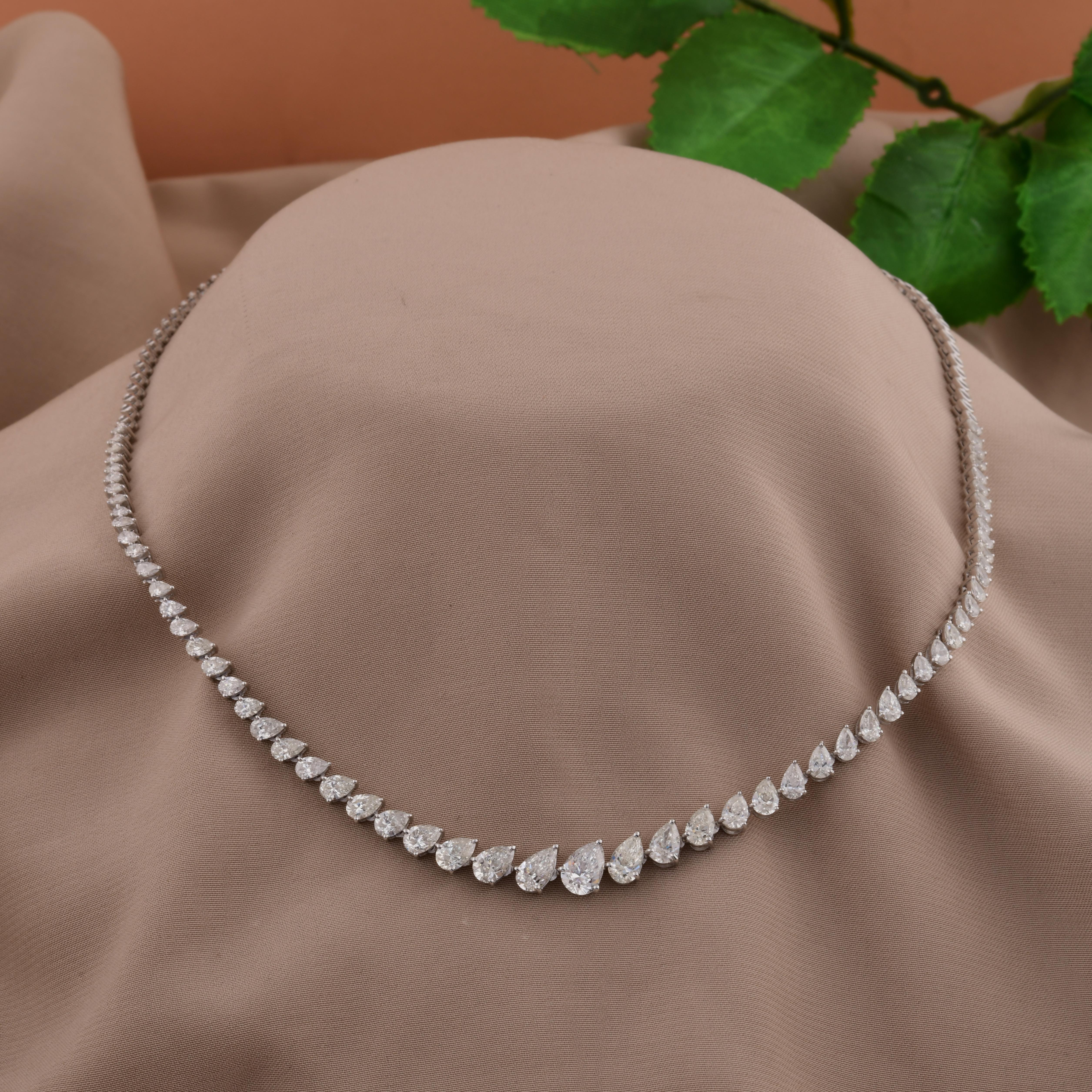 7,13 carati reali  Collana di diamanti a pera graduata SI/HI Gioielli in oro bianco 14K In condizioni Nuovo in vendita a Diera, Dubai