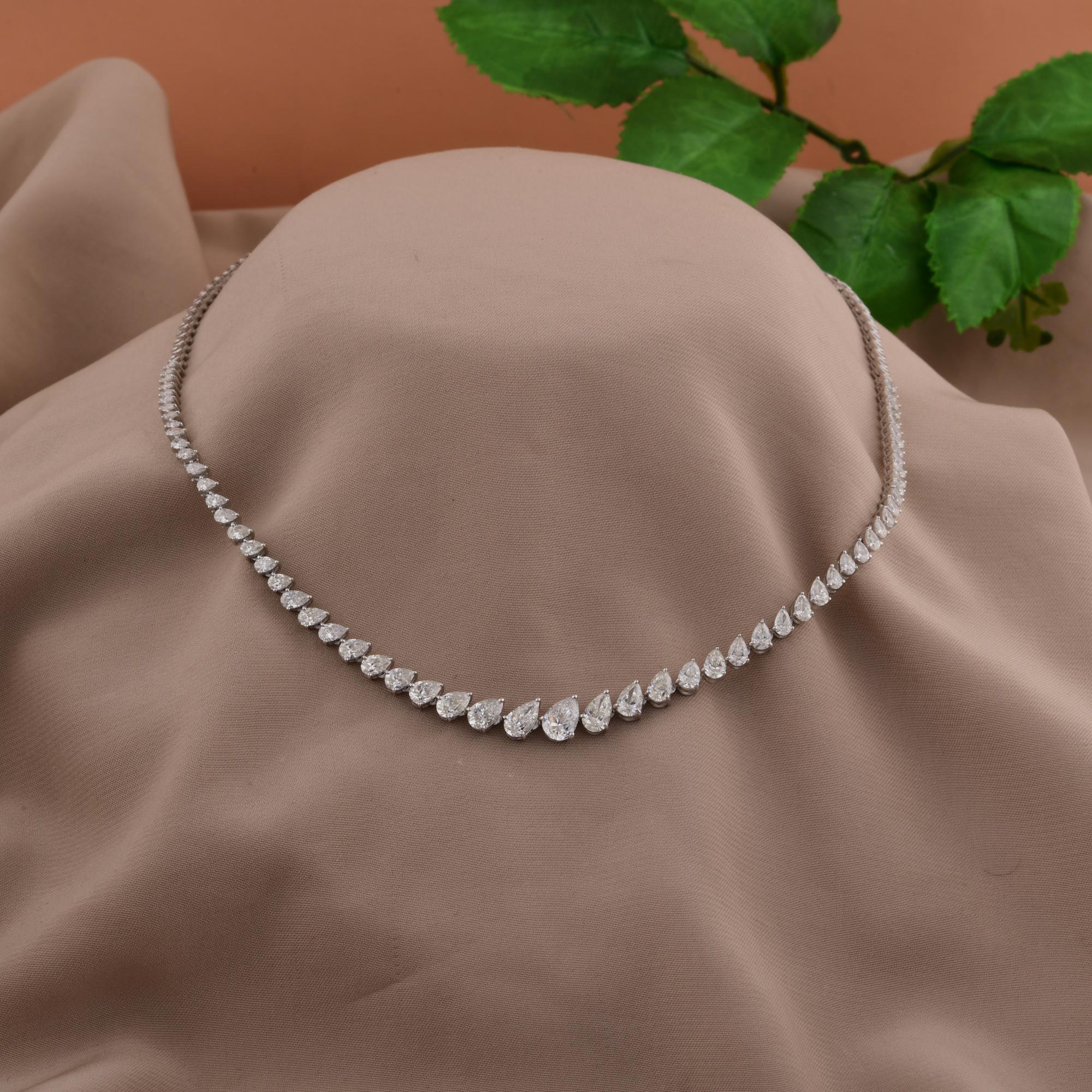 Donna 7,13 carati reali  Collana di diamanti a pera graduata SI/HI Gioielli in oro bianco 14K in vendita