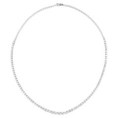 Auténtico collar de cadena de diamantes de 7,18 quilates de oro blanco de 10 quilates con claridad SI y color HI