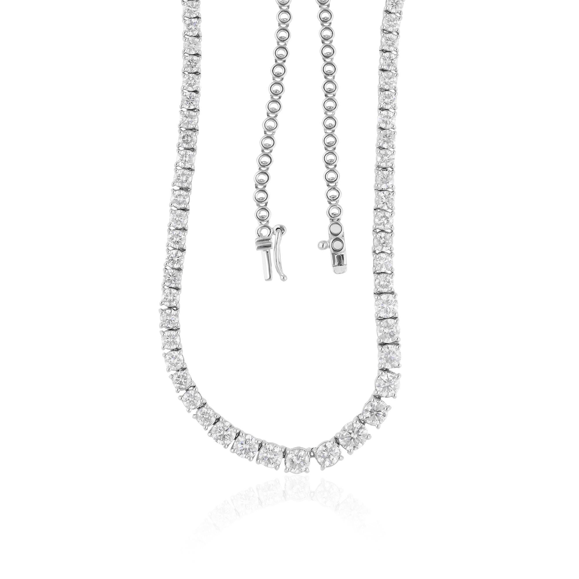 Modern Real 7.18 Carat SI Clarity HI Color Diamond Chain Necklace 14 Karat White Gold For Sale