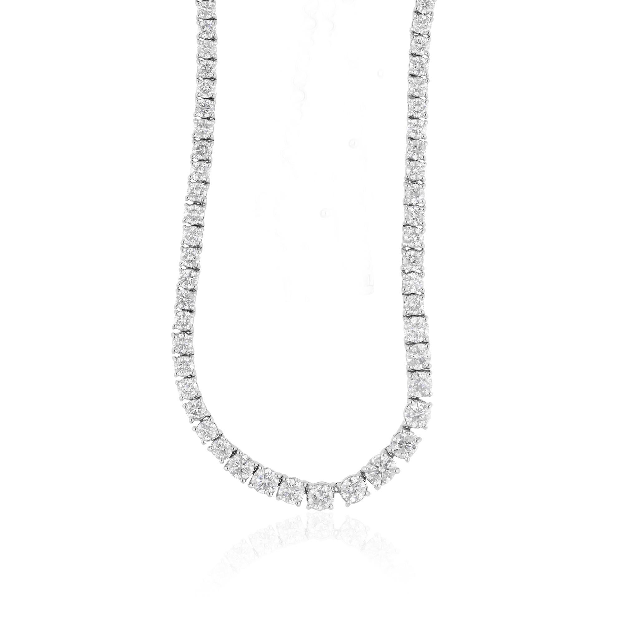 Women's Real 7.18 Carat SI Clarity HI Color Diamond Chain Necklace 14 Karat White Gold For Sale