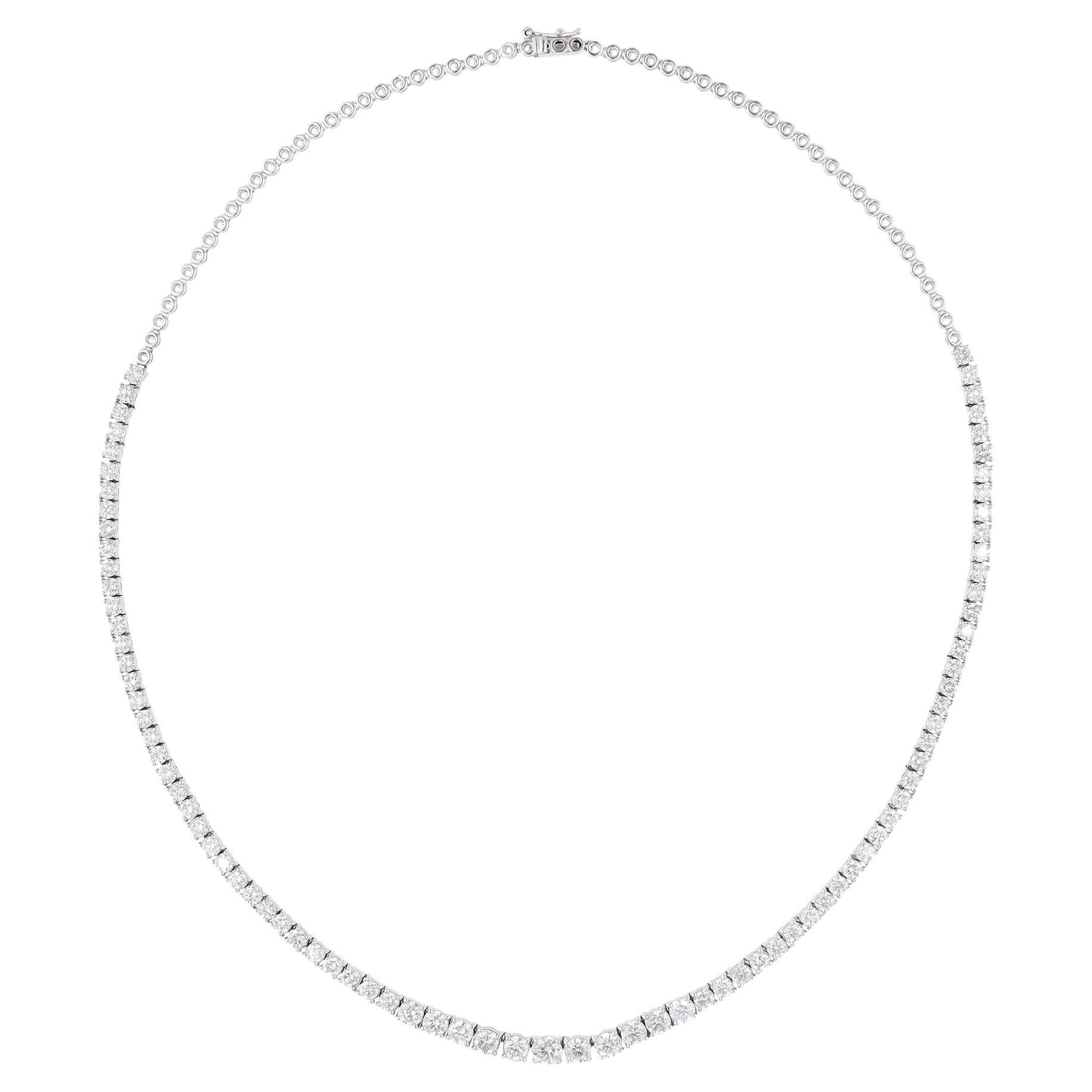 Real 7.18 Carat SI Clarity HI Color Diamond Chain Necklace 14 Karat White Gold For Sale
