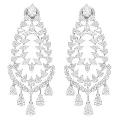 Orecchini pendenti di diamanti reali da 7,27 carati SI Clarity HI Color Oro bianco 18 carati