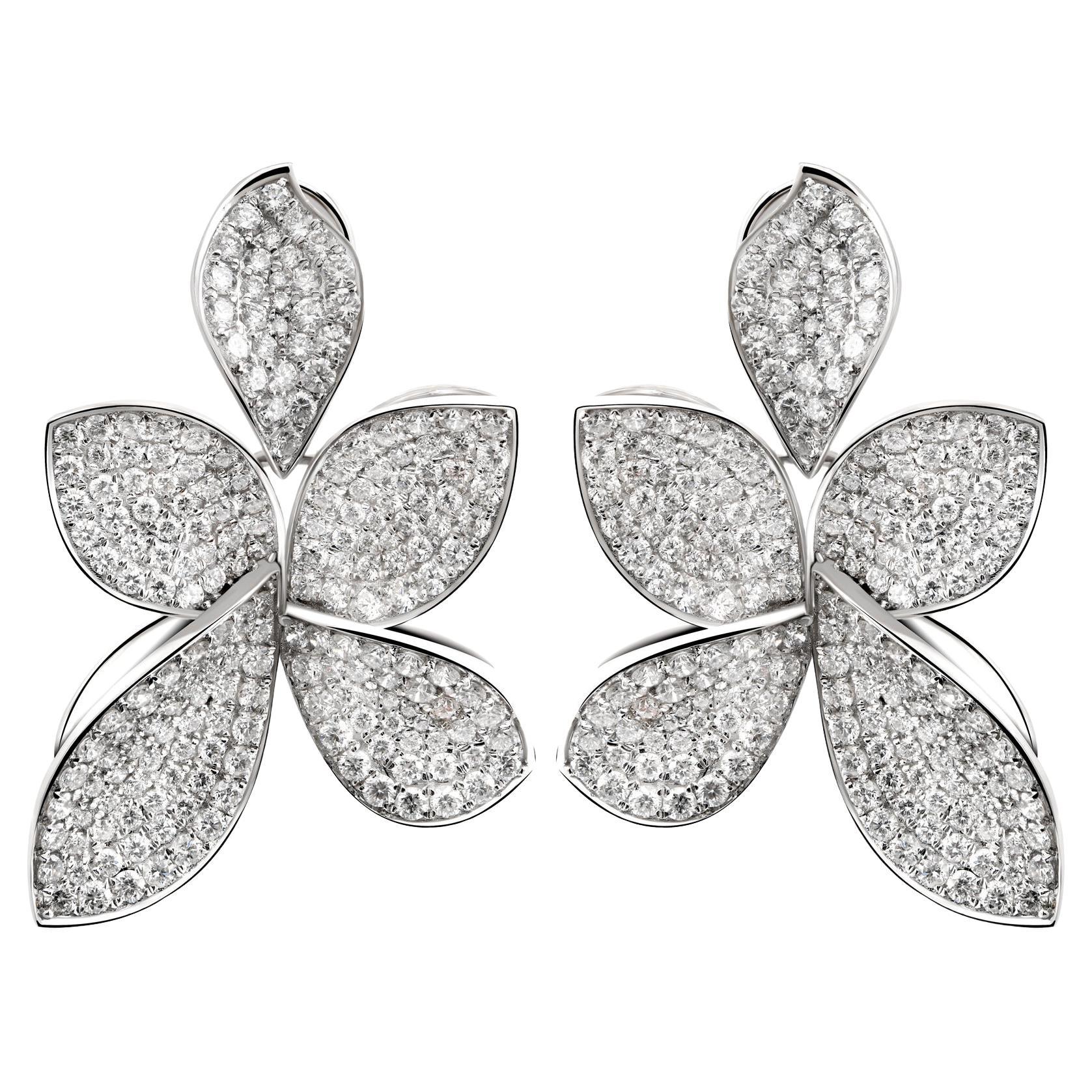 Real 7.37 Carat SI Clarity HI Color Diamond Earrings 14 Karat White Gold Jewelry