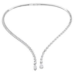 Real 7.41 Carat SI/H Pear Marquise Diamond Choker Necklace 18 Karat White Gold