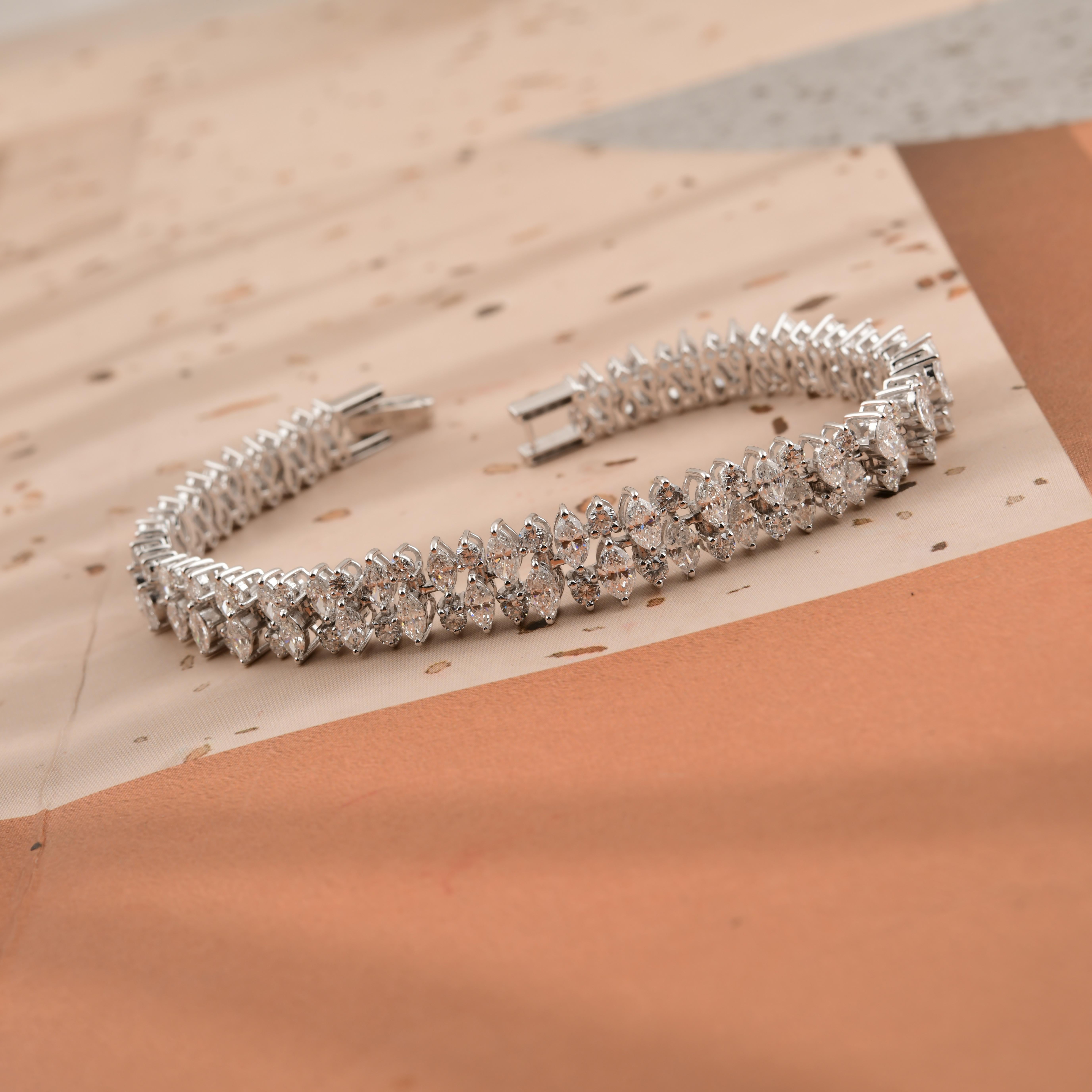 Donna Bracciale da tennis con diamanti reali da 7,68 carati in oro bianco 14K Tutte le tariffe sono state pagate in vendita