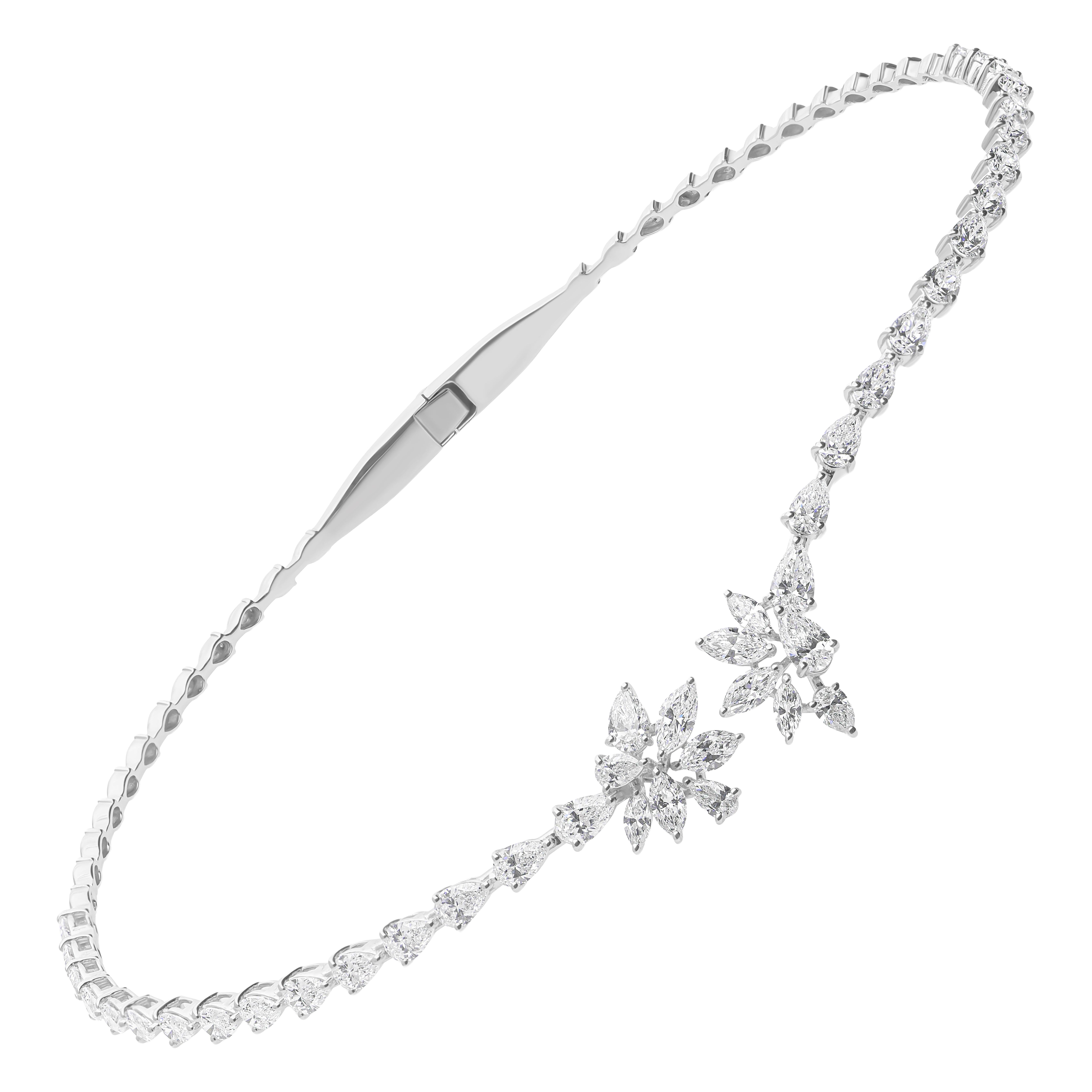 Collana girocollo con diamante reale da 8,39 carati SI/H Marquise Pear Diamond in oro bianco 14 carati