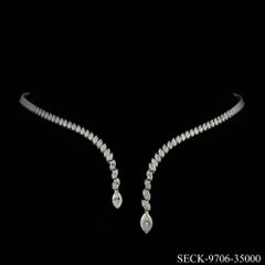 Real 8.56 Carat SI Clarity HI Color Diamond Choker Necklace 18 Karat White Gold