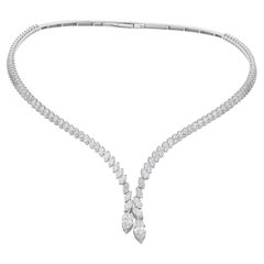 Real 8.56 Carat SI Clarity HI Color Diamond Collar Necklace 18 Karat White Gold